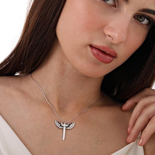 Miniatura 2 de Archangel Michael Sword Necklace Sterling Silver Black Stone Accent, Adjustable Chain for Spiritual Strength, Unique Spiritual Gift