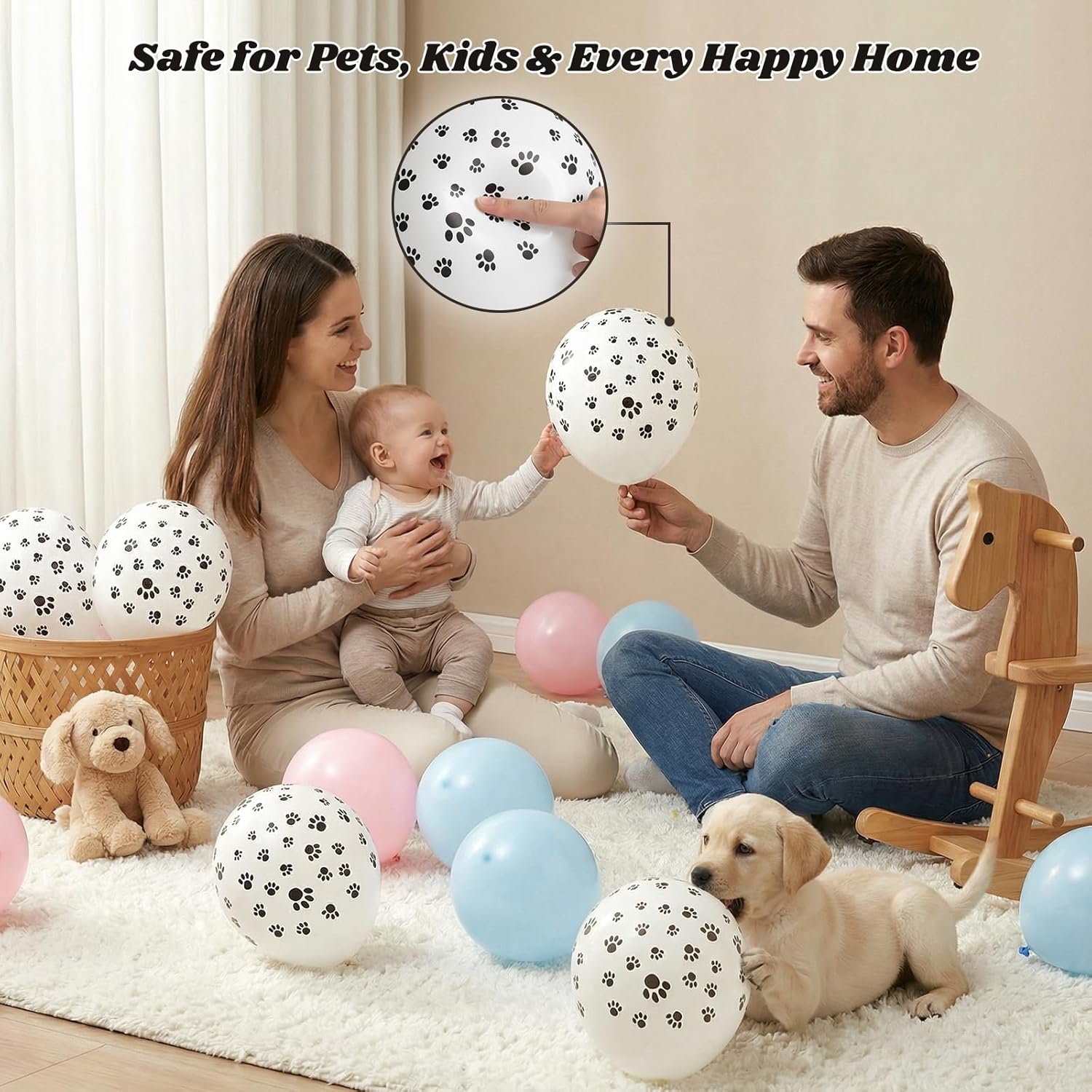 Koogel 100PCS 12 Inch Dog Balloons for Birthday Party, Dog Paw Print Balloons for Puppy Animal Pet Theme Paw Birthday Party Decorations