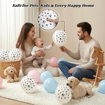 Koogel 100PCS 12 Inch Dog Balloons for Birthday Party, Dog Paw Print Balloons for Puppy Animal Pet Theme Paw Carnival Circus Birthday Party Decorations