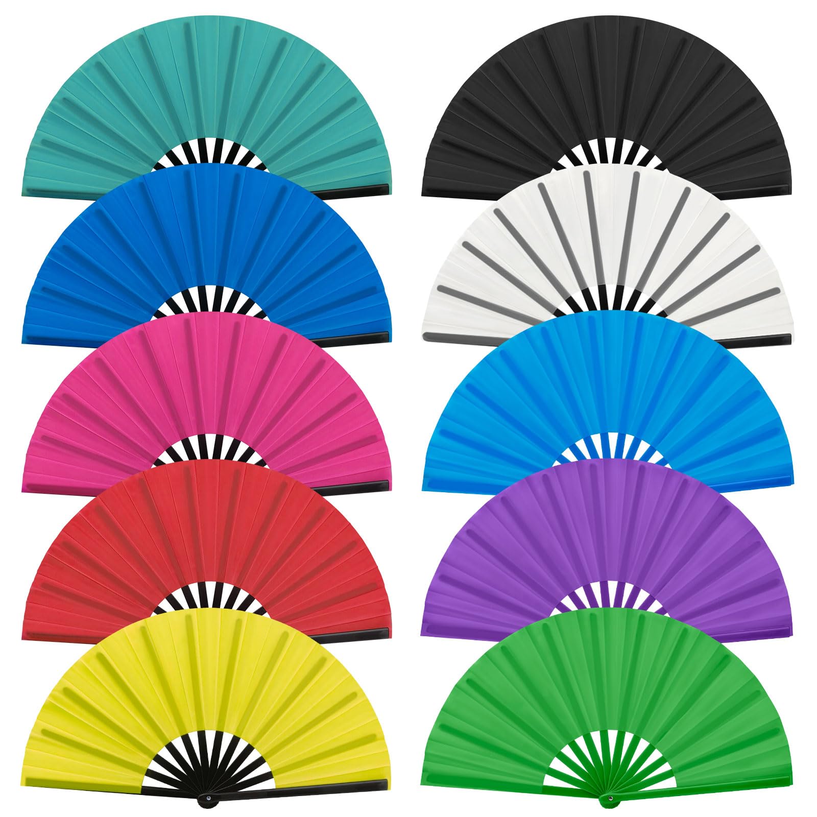 Paquete de 10 abanicos de mano plegables para baile en línea, tamaño grande de 33 cm, ventilador chino de Kung Fu plegable a granel para mujeres y hombres, baile, actuación, festival, fiesta