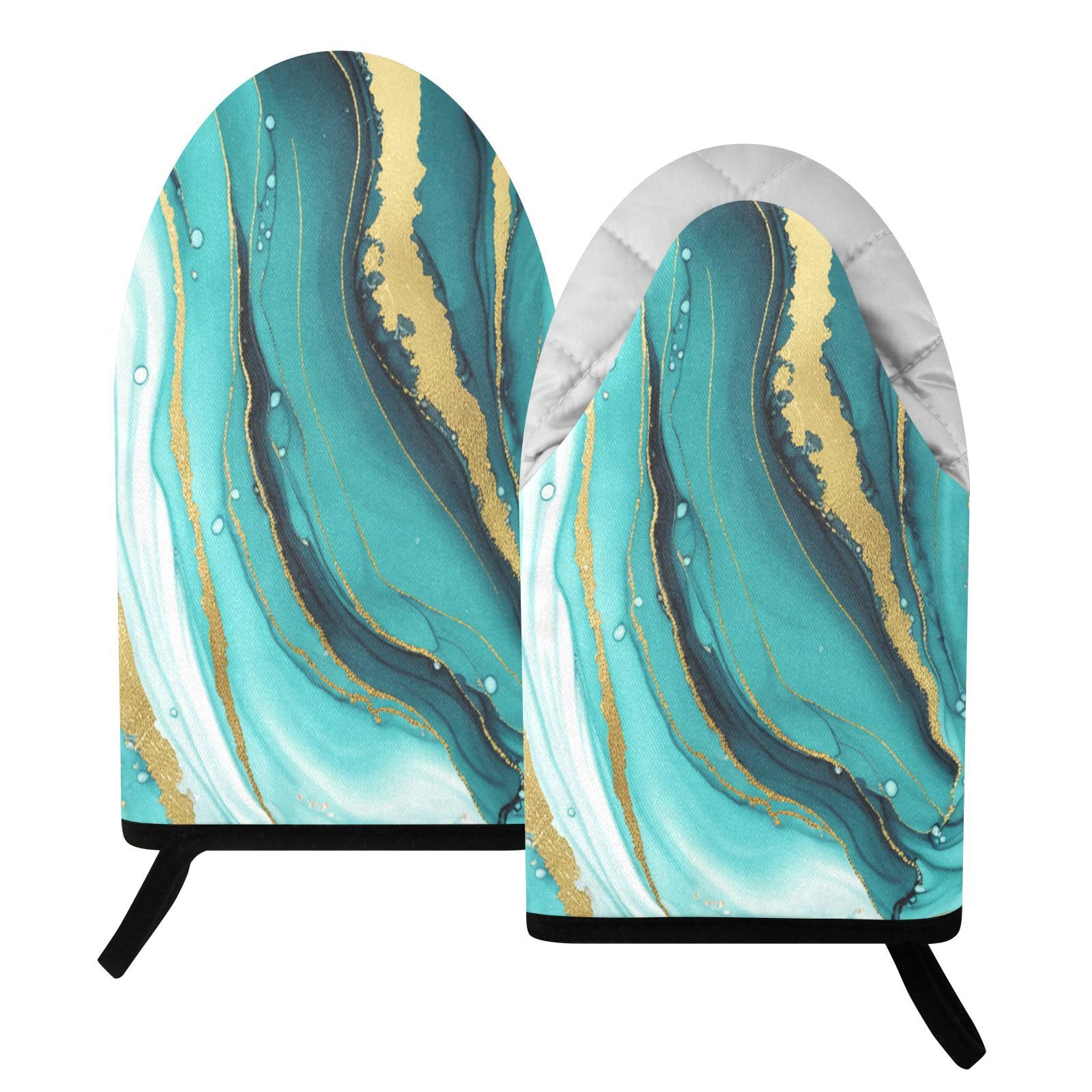 BURSTDDY Marble Oven Mitt,Heat Resistant Kitchen Mitts for Cooking