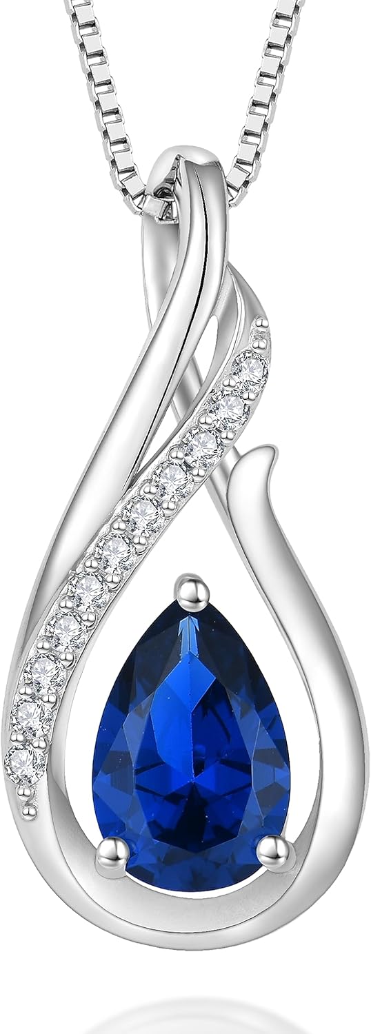 Infinity Necklace for Women 925 Sterling Silver Teardrop Pendant Necklace Birthstone Jewelry Gift