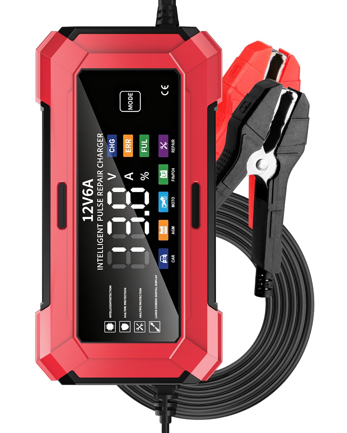 REHTRAD Fully Automatic Car Battery Charger 6A 6V/12V，Battery Charger for Car and Bike,Suitable for Most Battery Types, Including Calcium, Gel, AGM, Wet Lead-Acid Batteries-picture-27