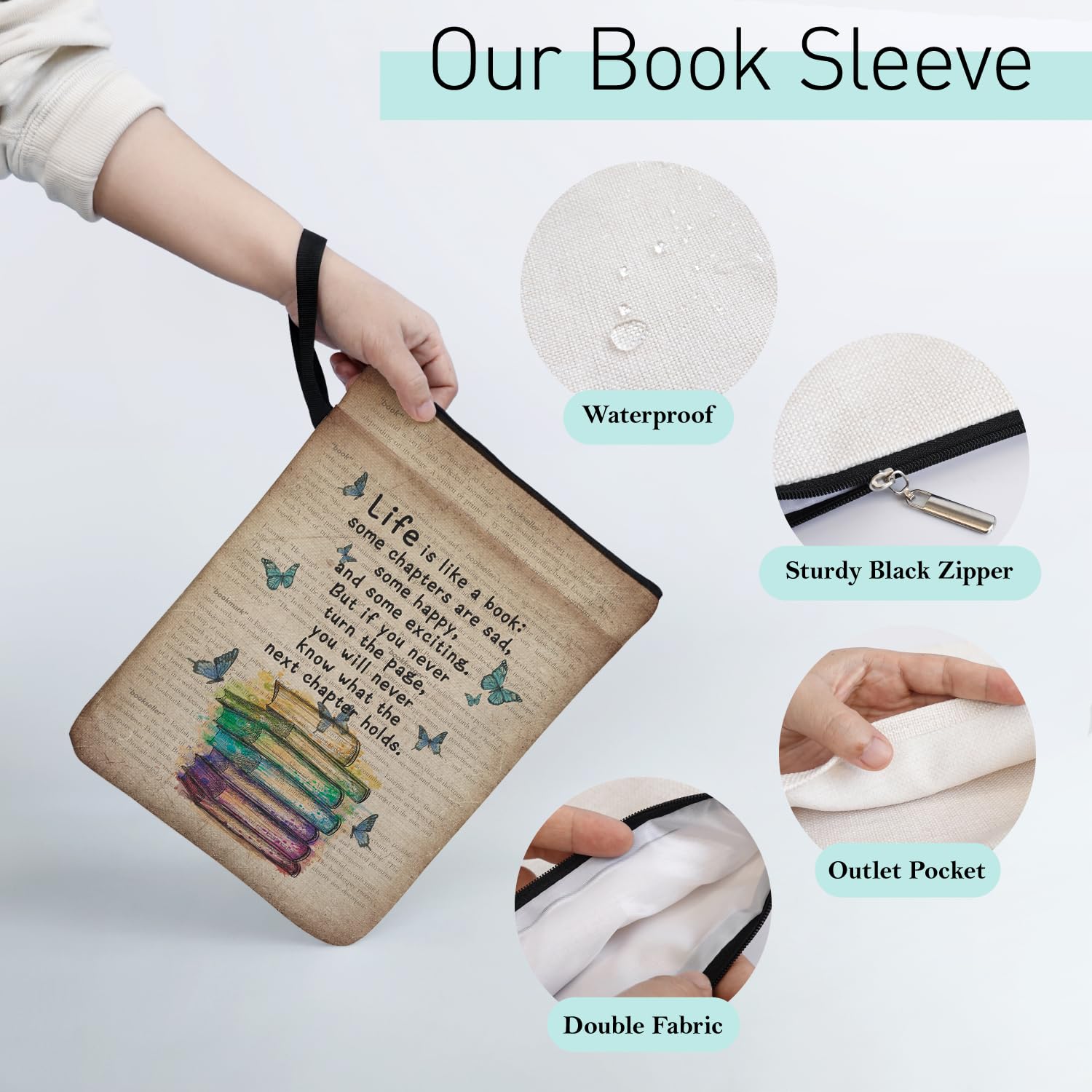 Funda inspiradora para los amantes de los libros, cubierta de libro para los amantes de los bibliotecarios, regalos de club de grupo para mujeres, decoración temática de mariposa para profesora, hija