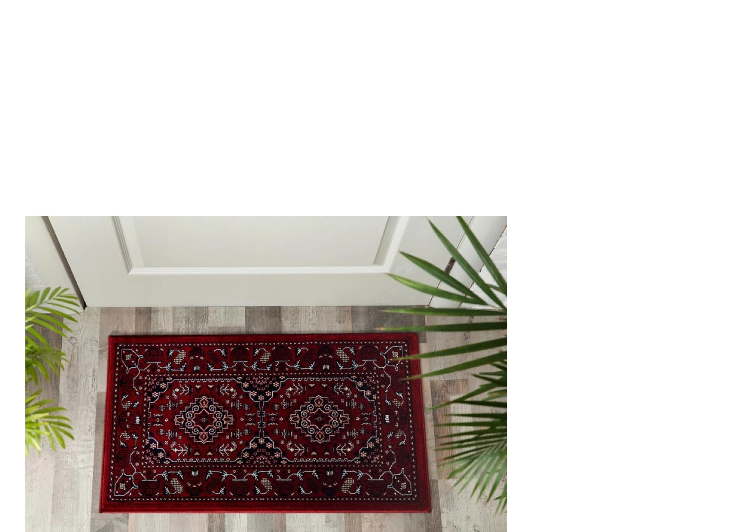 Traditional Persian Style Area Rug Floral Medallion Design Living Room Floor Carpet Soft Pile Hallway Runner Floor Mats Door Mats (Red, 80 x 150 cm)