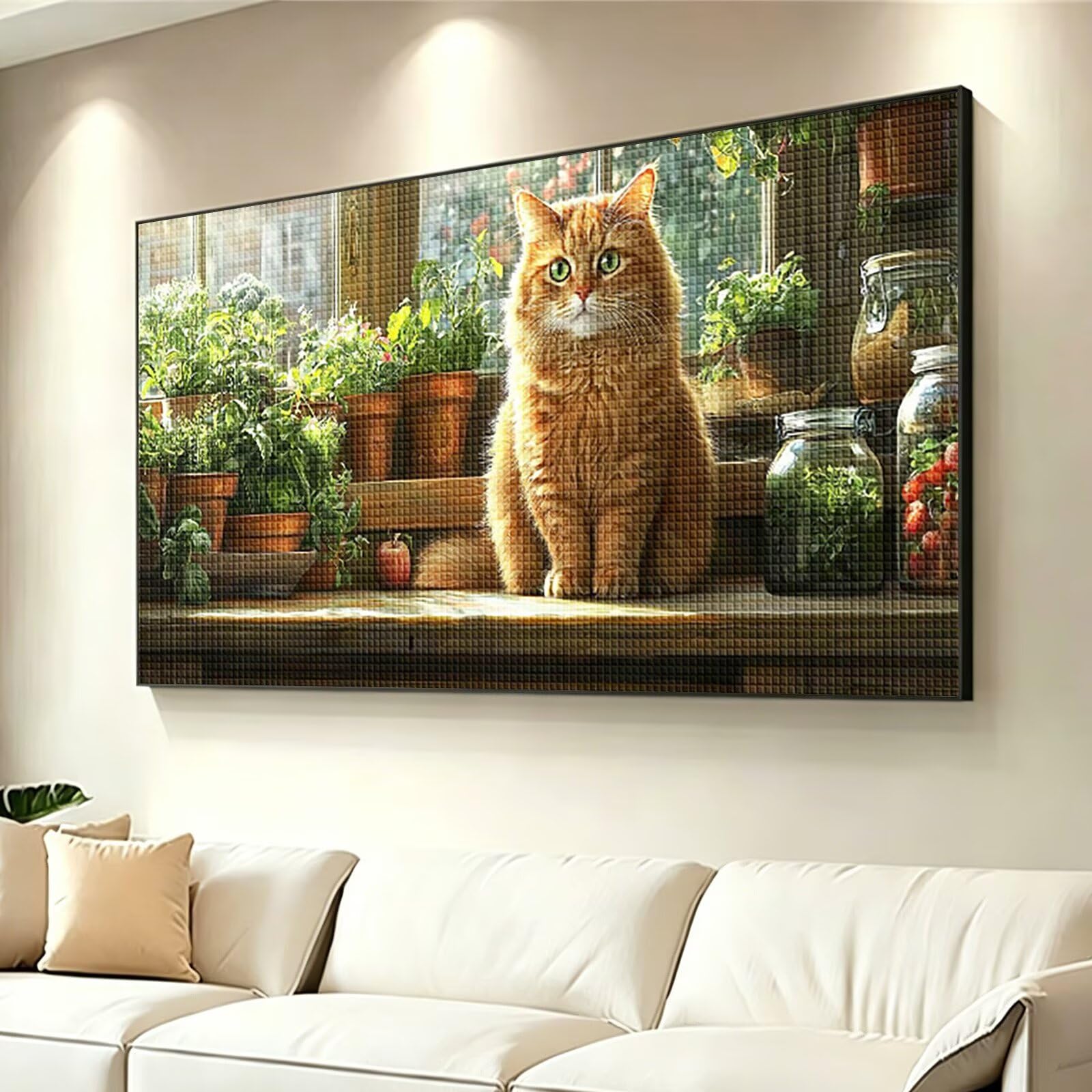 Diamond Painting Grande 160x80cm Gato Diamond Painting Adultos, DIY Animal Pintura de Diamante Manualidades Adultos, 5D Cuadrado Rhinestone Bordado Punto de Cruz para Home Decoration Regalo 0J-329
