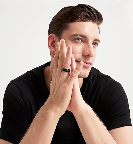 Miniatura 3 de TIGRADE - Anillos de titanio negros de 532pulgadas, 1564pulgadas, 516pulgadas y 2564pulgadas, alianza de boda, color mate, ajuste cómodo para