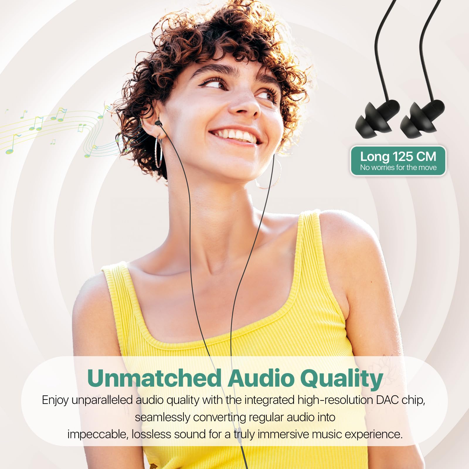 Hearprotek 2 pares de auriculares para dormir, auriculares tipo C con micrófono, de silicona, reducción de ruido, auriculares para dormir, ronquidos, relajación