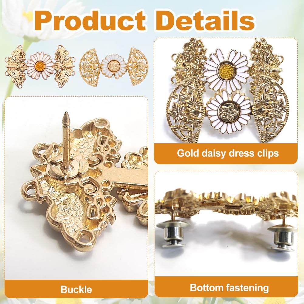 Waist Tightener Clips 4 works, No Sewing Flower Waistband Tightener Detachable Waist Cincher Clip for Jeans Clothes Shawl in Summer - Image 4