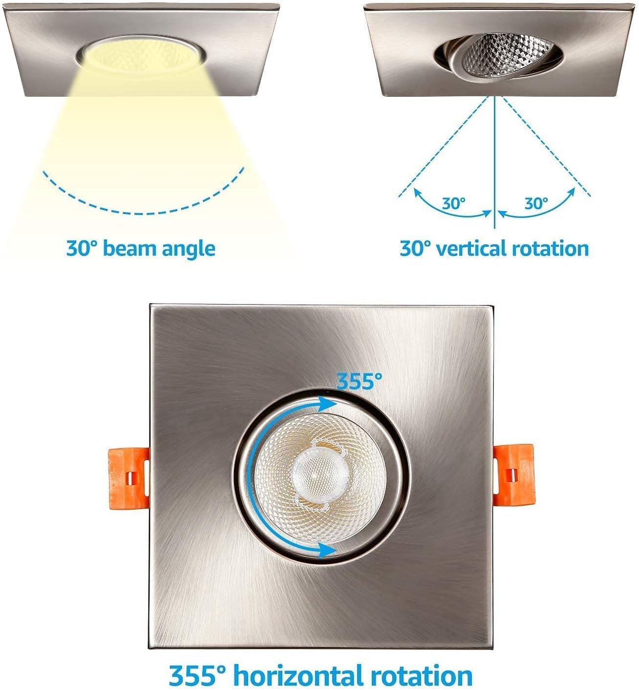 Black Friday π₯ TORCHSTAR 3 Inch Square LED Gimbal Recessed Lighting, 10%-100% Dimmable, 7W=50W, CRI 90+, 5000K Daylight, ETL & Energy Star Certified, Satin Nickel, Pack of 6 Buy 1 get 1 TORCHSTAR 3 Inch Square LED Gimbal Recessed Lighting, 10%-100% Dimmable, 7W=50W, CRI 90+, 5000K Daylight, ETL & Energy Star Certified, Satin Nickel, Pack of 6