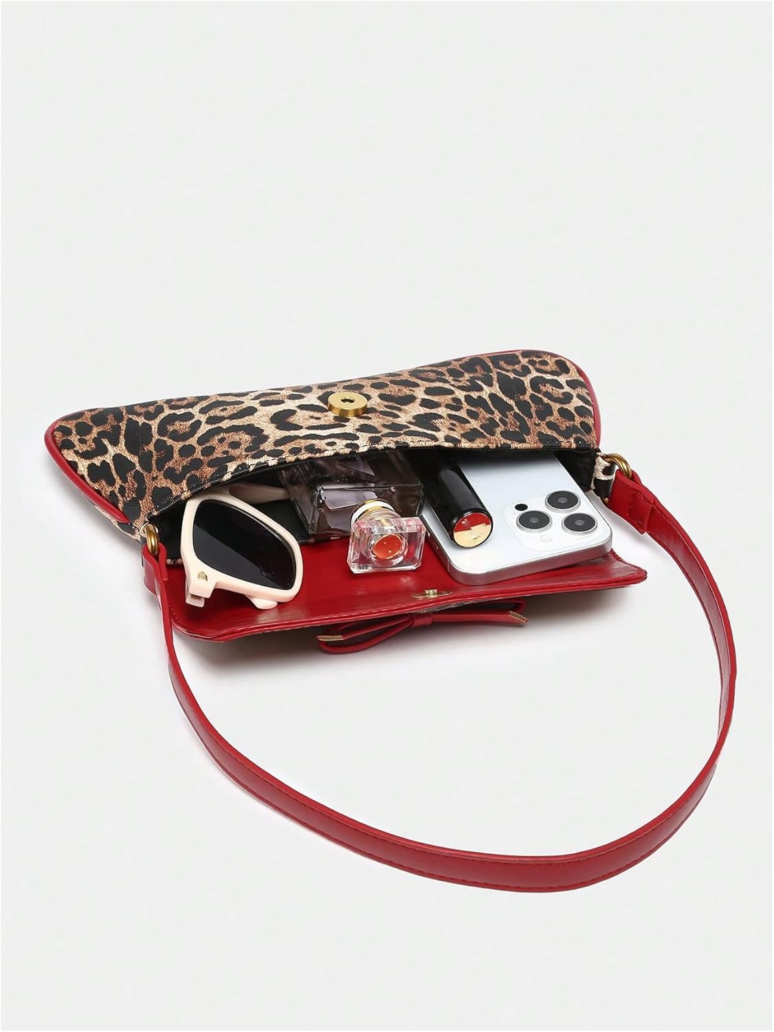 MakeMeChic Women's Cheetah Print Purse Faux Leather Leopard Bow Y2K Flap Shoulder Bag