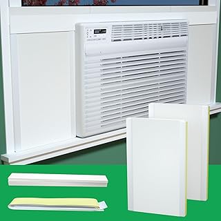 Window Air Conditioner,Side Insulated Foam Panel, Summer/Winter Heat and Draft Insulating,Full Surround Insulation Panels Window Seal with 4 pressure strips 2PIC (WHITE)