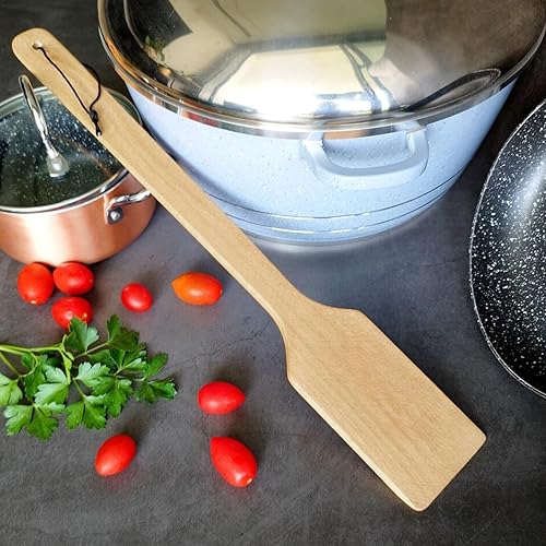 Miniatura 6 de AJinTeby 2 espátulas de malla de 40 pulgadas y espátula de paleta de madera de 36 pulgadas para cocinar y mezclar en ollas grandes, accesorio