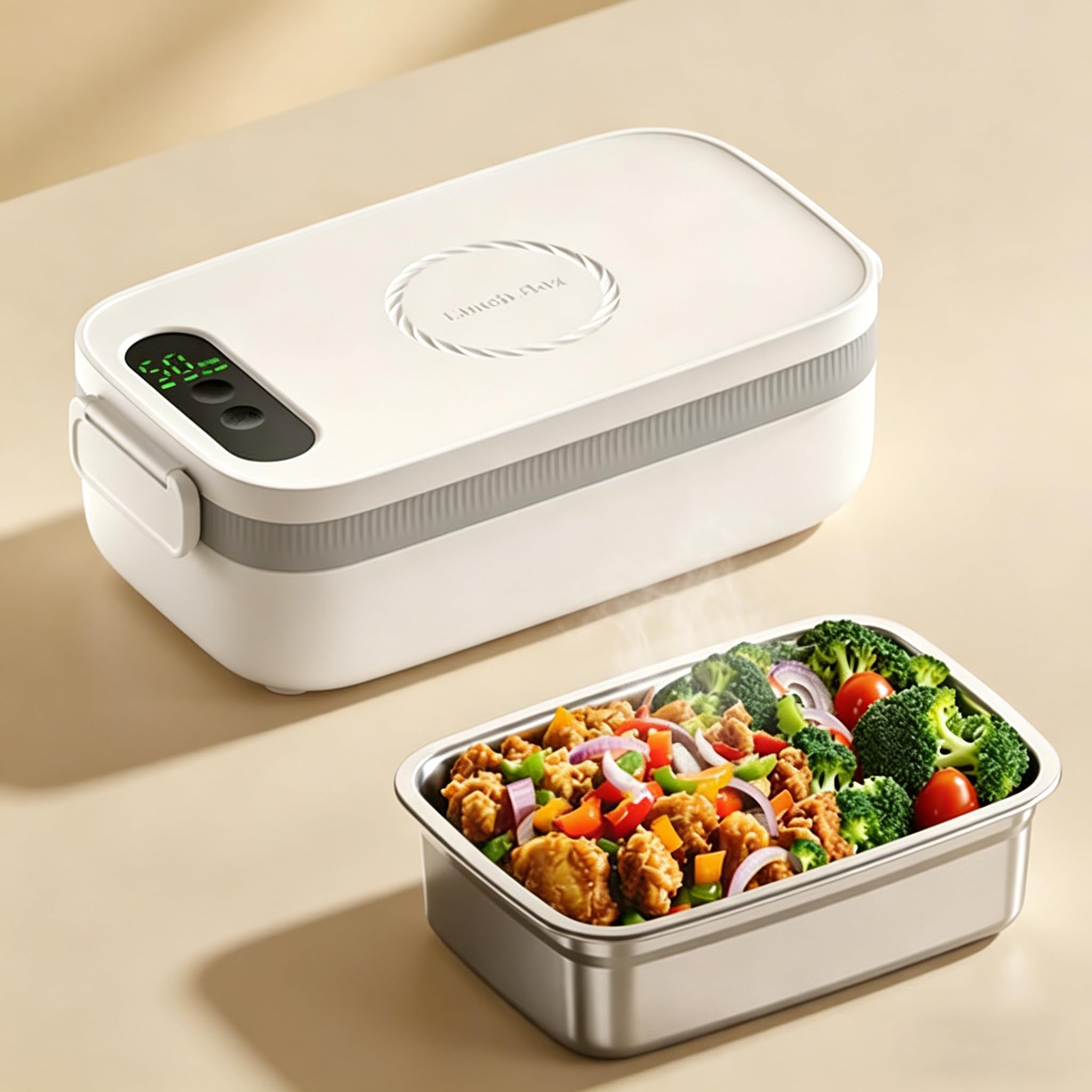 Fiambrera eléctrica con batería, 14.000 mAh, 1 L, inalámbrica, para adultos, con función de calentamiento automático, fiambrera calefactable por USB, recipiente interior de acero inoxidable