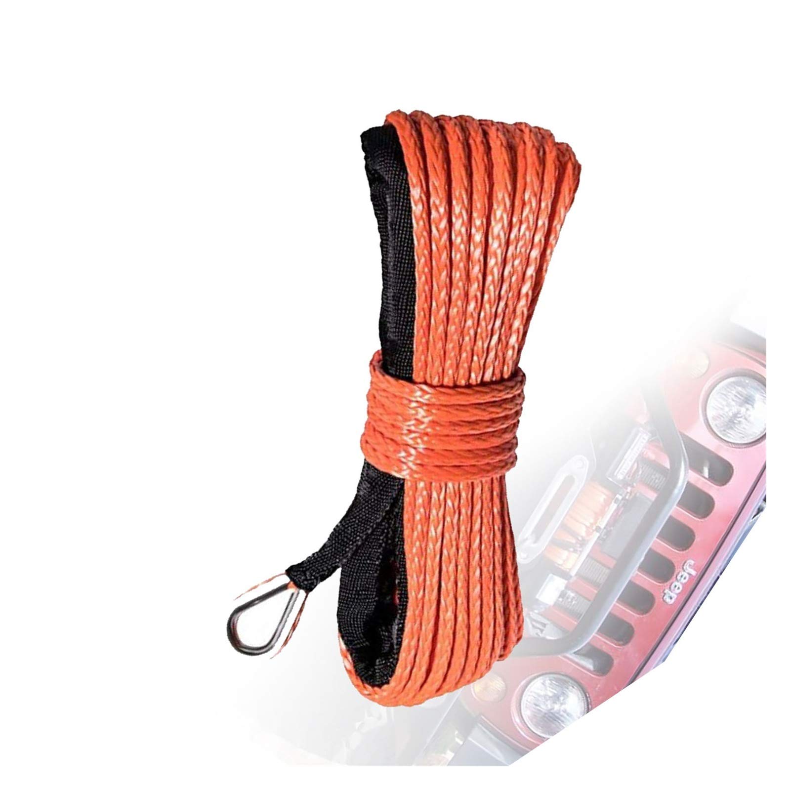 Winch Rope, 8mm X 30m 5/16" 100' Synthetic Winch Line/Rope for 4x4 4wd ATV Utv SUV Offroad(Giallo)