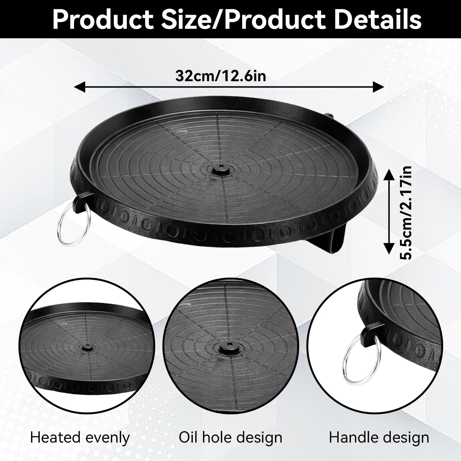 HERCHR Gril Antiadhésif Pour Barbecue Coréen, Poêle à griller pour barbecue de style coréen,plaque de gril avec surface enduite Maifan pour dessus de cuisinière, grillades intérieures et extérieures