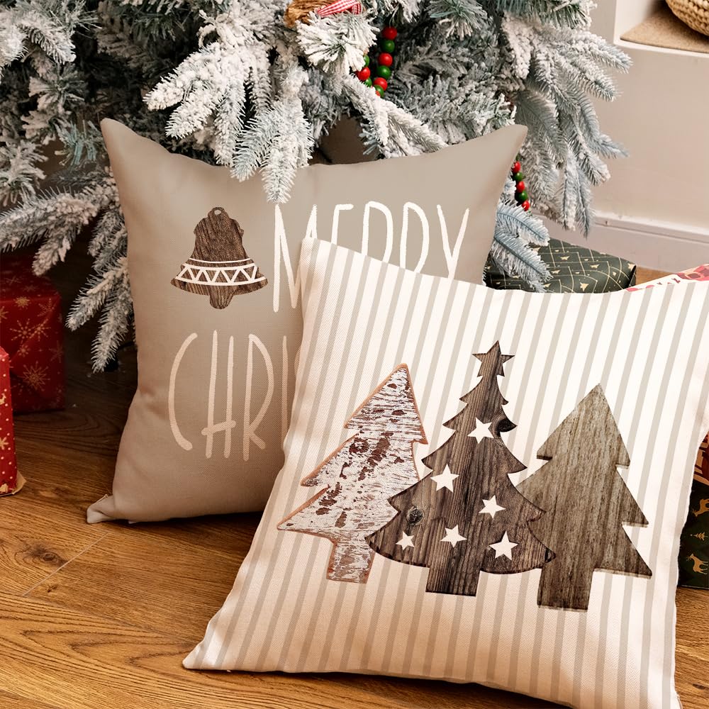 GEEORY Christmas Pillow Covers 18x18 Inch Set Of 2, Blue
