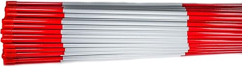 Vista 12 de Estacas de nieve profesionales de 4 pies – Marcadores de entrada de 48 x 5/16 pulgadas, punta puntiaguda, cinta reflectante Hy Viz, tapa de armadura