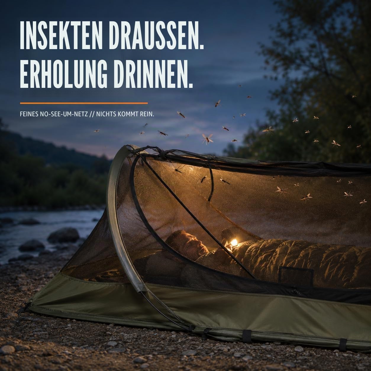 USGI Industries Bivy Zelt | Leichtes Einzelpersonen-Schlafnetz-System für Outdoor, Camping, Survival, Wandern, Rucksack | Netzschutz