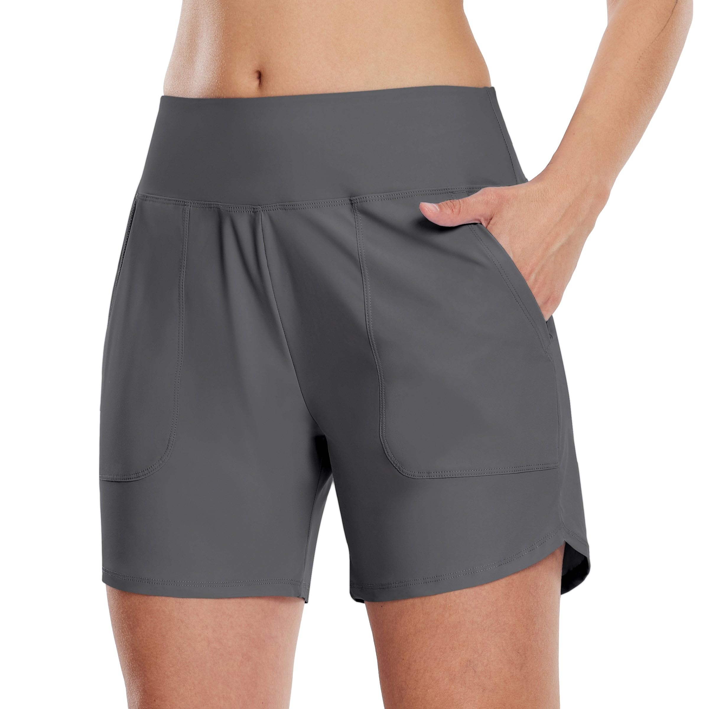 WILLIT Damen Badeshorts Swim Badehose Boardshorts High Waist Sommer Bikini Shorts Schnelltrocknend UPF 50+ Tummy Control Beach Shorts 5