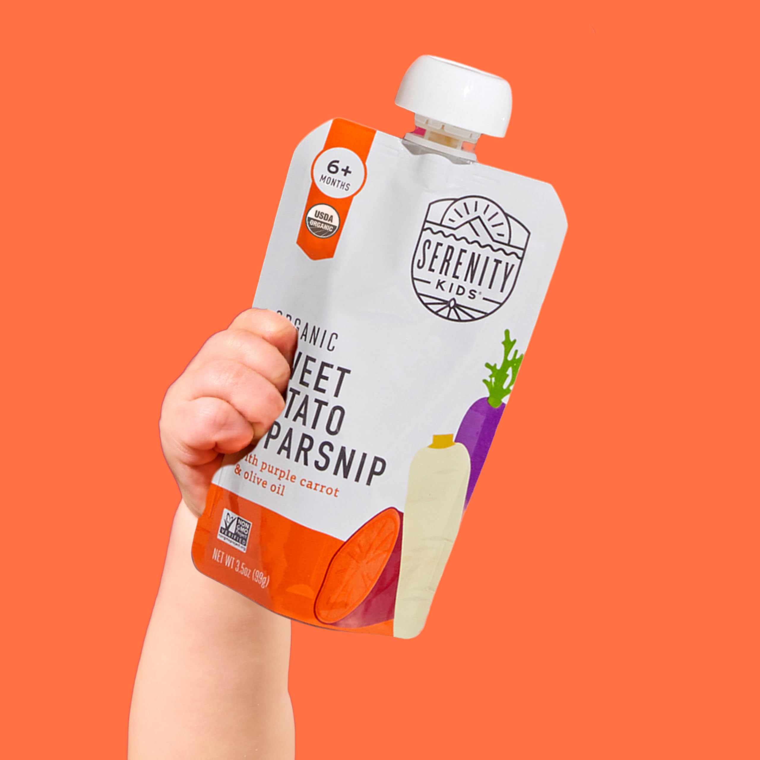 Serenity Kids 6+ Months USDA Organic Veggie Puree Baby Food Pouches | No Sugary Fruits or Added Sugar | Allergen Free | 3.5 Ounce BPA-Free Pouch | Sweet Potato & Parsnip | 1 Count thumbnail 6