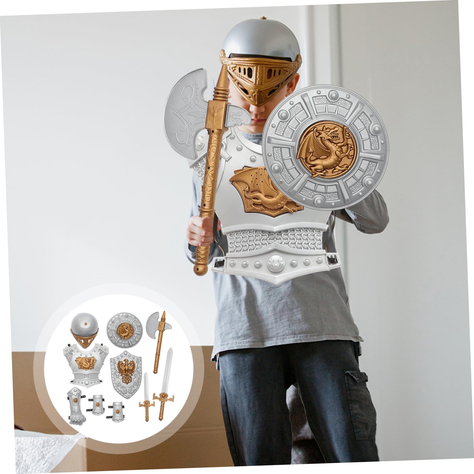 jojofuny 1 Set Ritteranzug Für Jungen Römisches Kostüm Kinderanzüge Für Jungen Ritter-Cosplay-Kostüm Reiterkleidung Ritterrüstung Ritterkostüm Für Cosplay Partykostüm