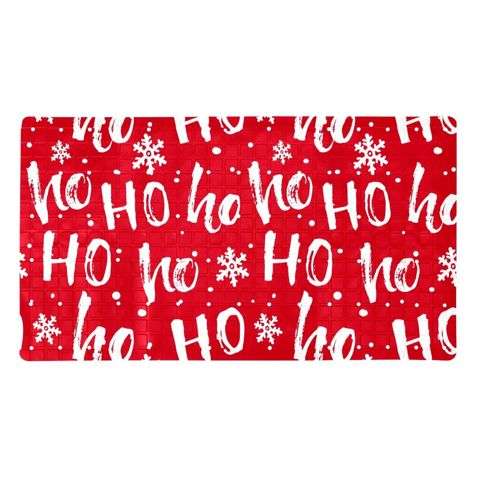 Alfombrilla de baño de Navidad roja con copos de nieve y 112 ventosas de PVC para ducha