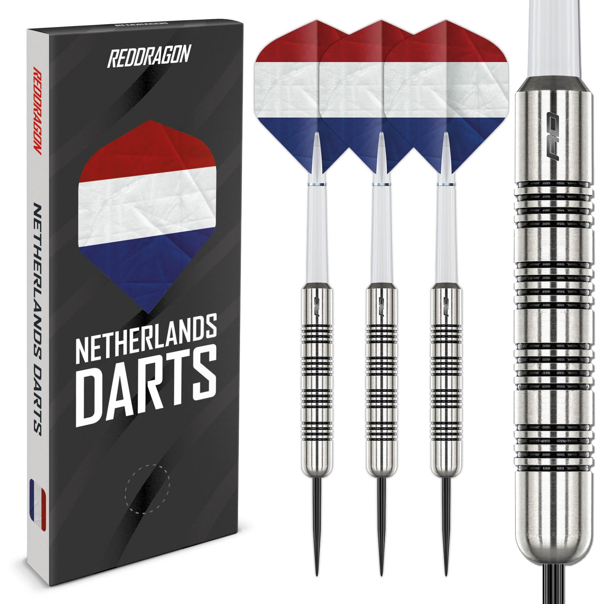 RED DRAGON Fly the Flag | Country Edition Steel Tip Darts Set | 24g Darts Set | 100-Micron Hardcore Flights | Netherlands | 32mm Steel Dart & Shafts