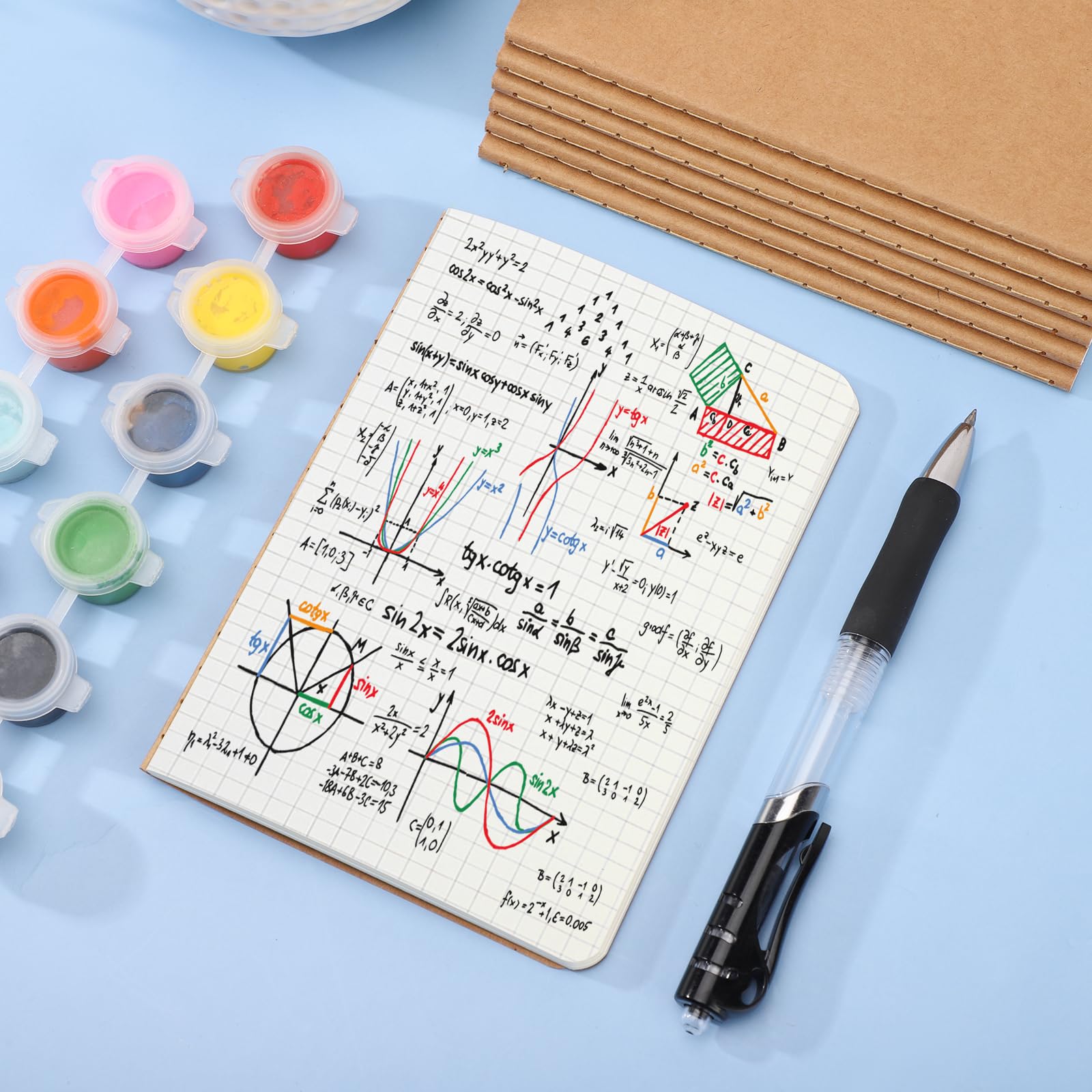 Carnet A6 Carreaux - 48 Pièces Kraft Bloc Notes A6-10x14cm Quadrillées Papier Cahier de Note - 100g/m² Carreaux 5mm Notebooks A6 - Petit Carnet Voyage Journal Dessin