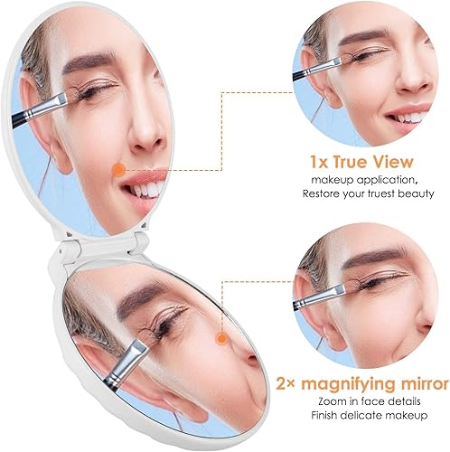 Miniatura 2 de Espejo compacto, espejo de maquillaje de viaje, mini espejo para bolso, bolso, espejo de bolsillo de aumento de 2 lados, espejo de bolsillo de