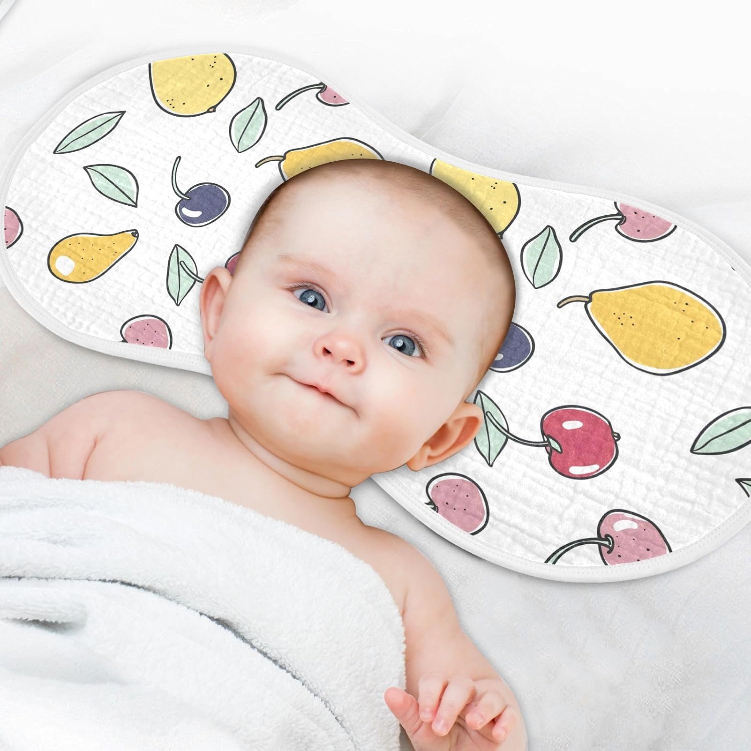 vvfelixl Apple Pear Cherry Burp Cloths for Baby Boy Girls Baby Washcloths Burp Rags 1 Pack