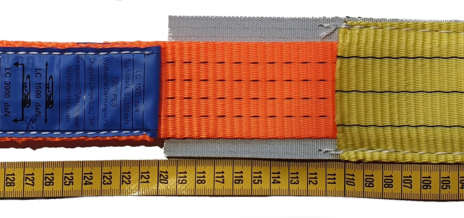 4X 50mm / 3 Meter Spanngurt mit extra langem Grippschlauch Autotransport Radsicherung Reifengurt PKW Anhänger Zurrgurt KFZ Trailer – Gurt mit EN 12195-2 / LC 3000 daN