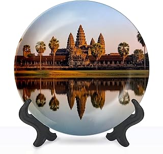 Decorative Plates for Display Angkor Khmer Architecture World Heritage SIEM Reap Gift Plates Ceramic Collections Plates Hanging Artwork for Living Dining Room Kitchen Souvenir