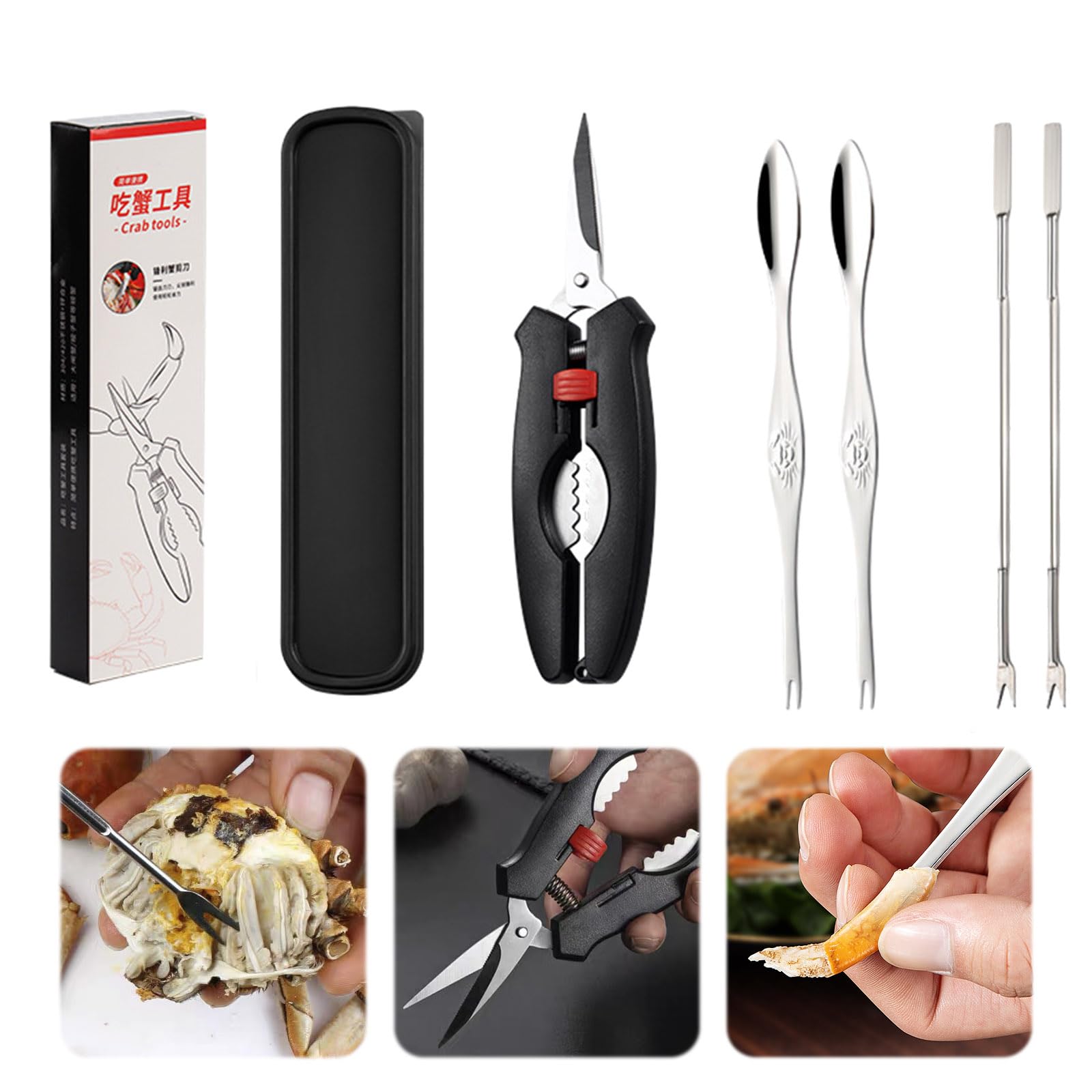 Amazon.co.jp: Coollooda カニ専用道具【5本セット】カニ べる ツール