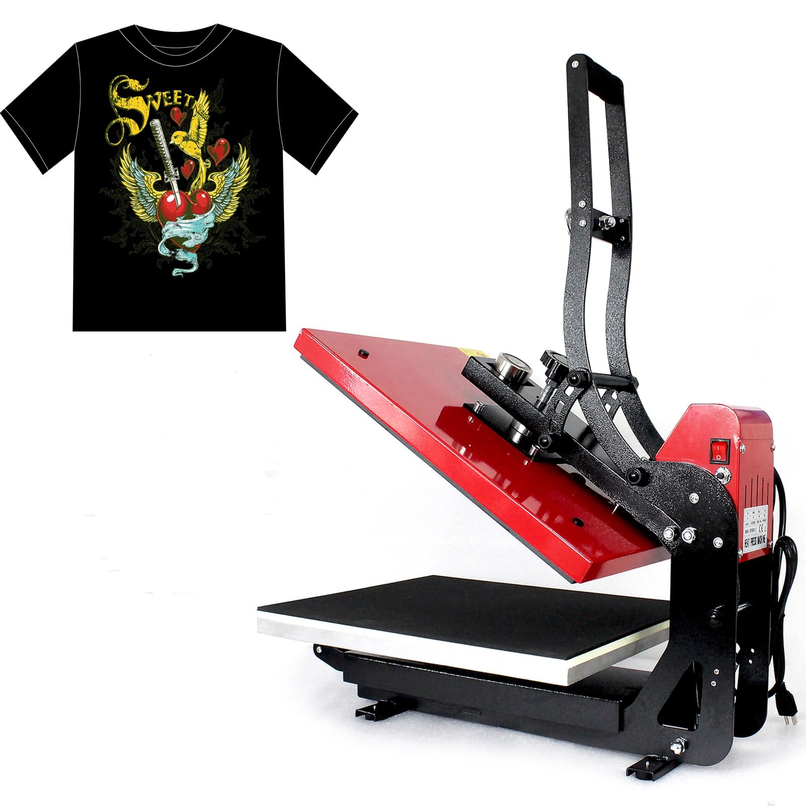 Presse à Chaleur Semi-automatique 16x20 Pouces - Magnétique - 1600W - Pour Transferts Sur T-shirts