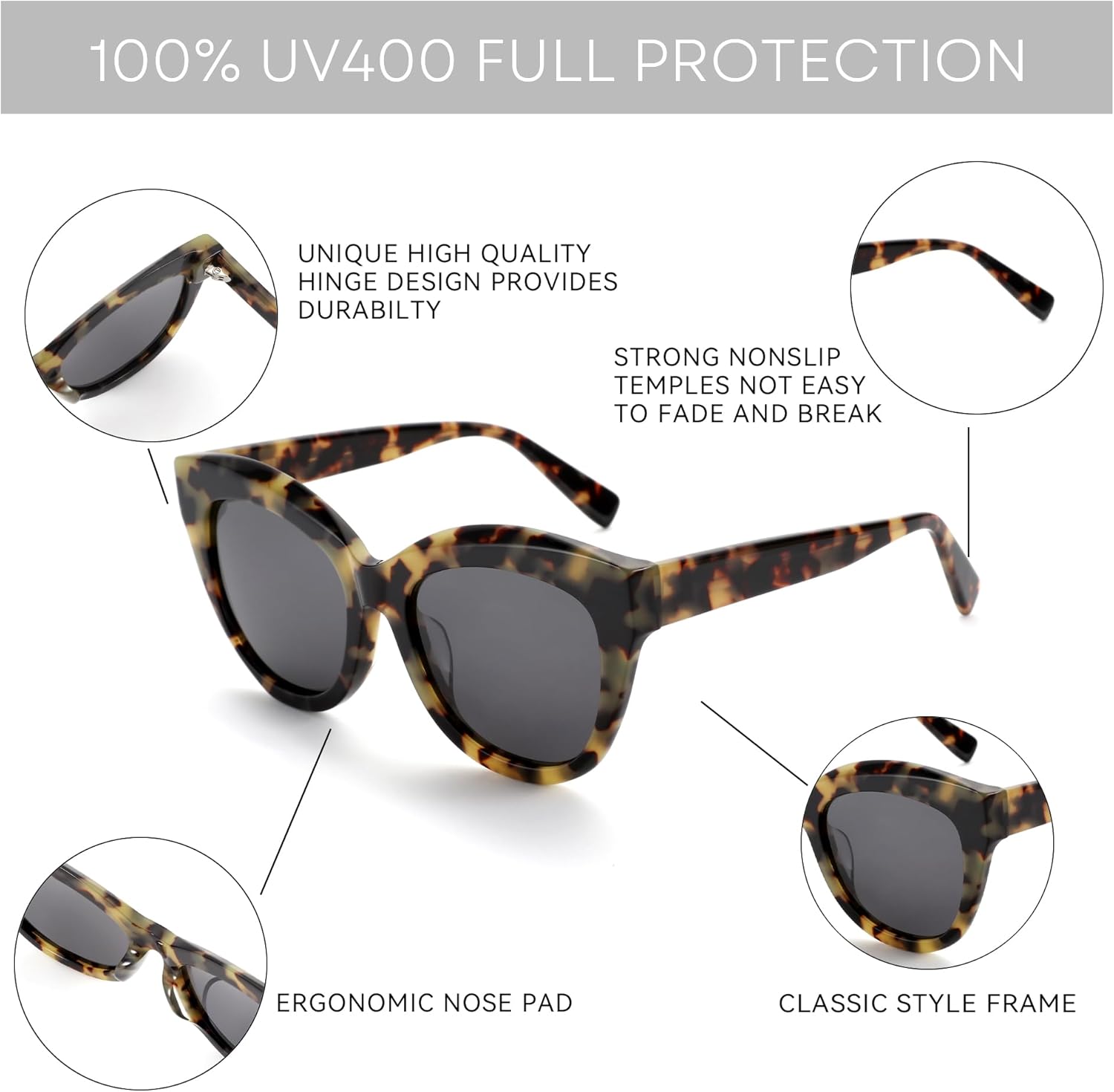 ZENOTTIC Trendy Polarized Women Sunglasses: Retro Cateye Shades - Sun Glasses Designed for Vacation with UV400 Protection - Image 5