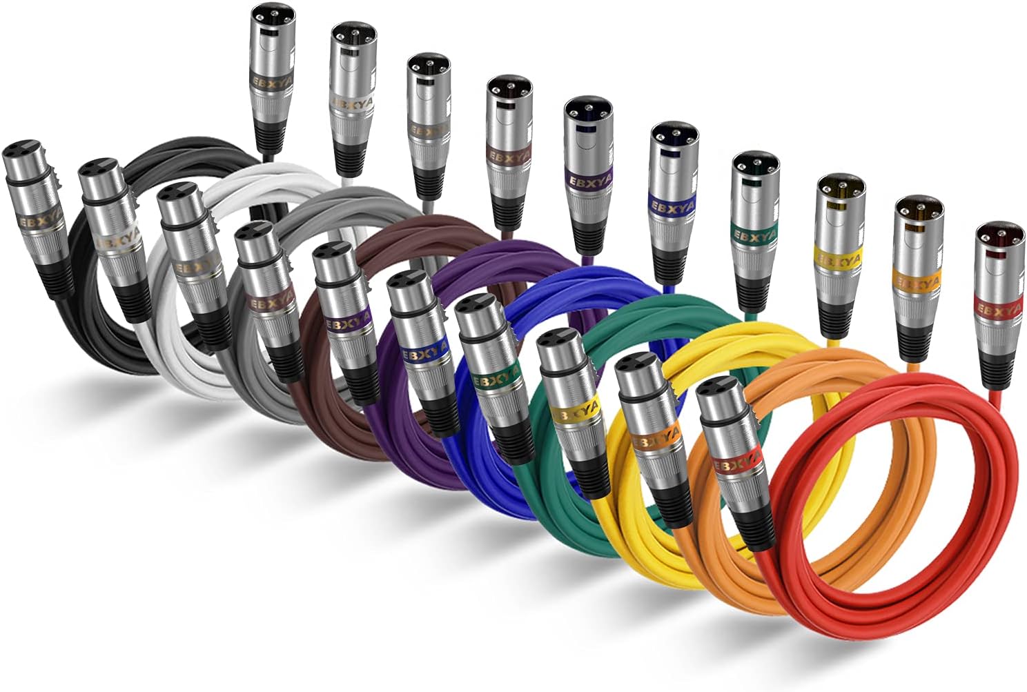 EBXYA XLR Cable 1M/3FT 10-Pack Microphone Mic Patch Colour Lead Cords - Male to Female XLR Jack Balanced Cable