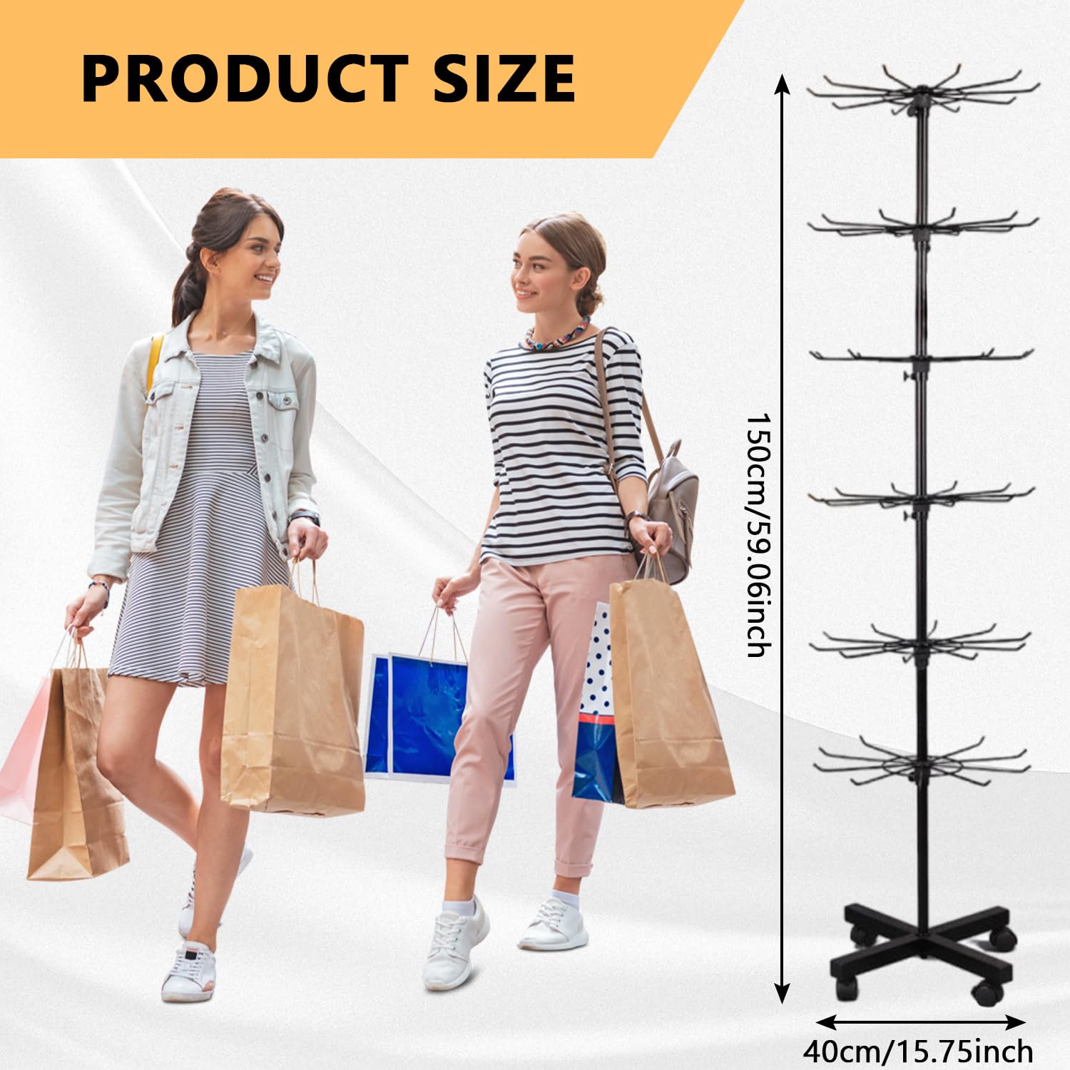 Expositor giratorio de 7 niveles, soporte de metal multifuncional con ganchos, soporte de gancho ajustable para colgar en sombreros, calcetines, cuerdas para el pelo, joyas, bolsos