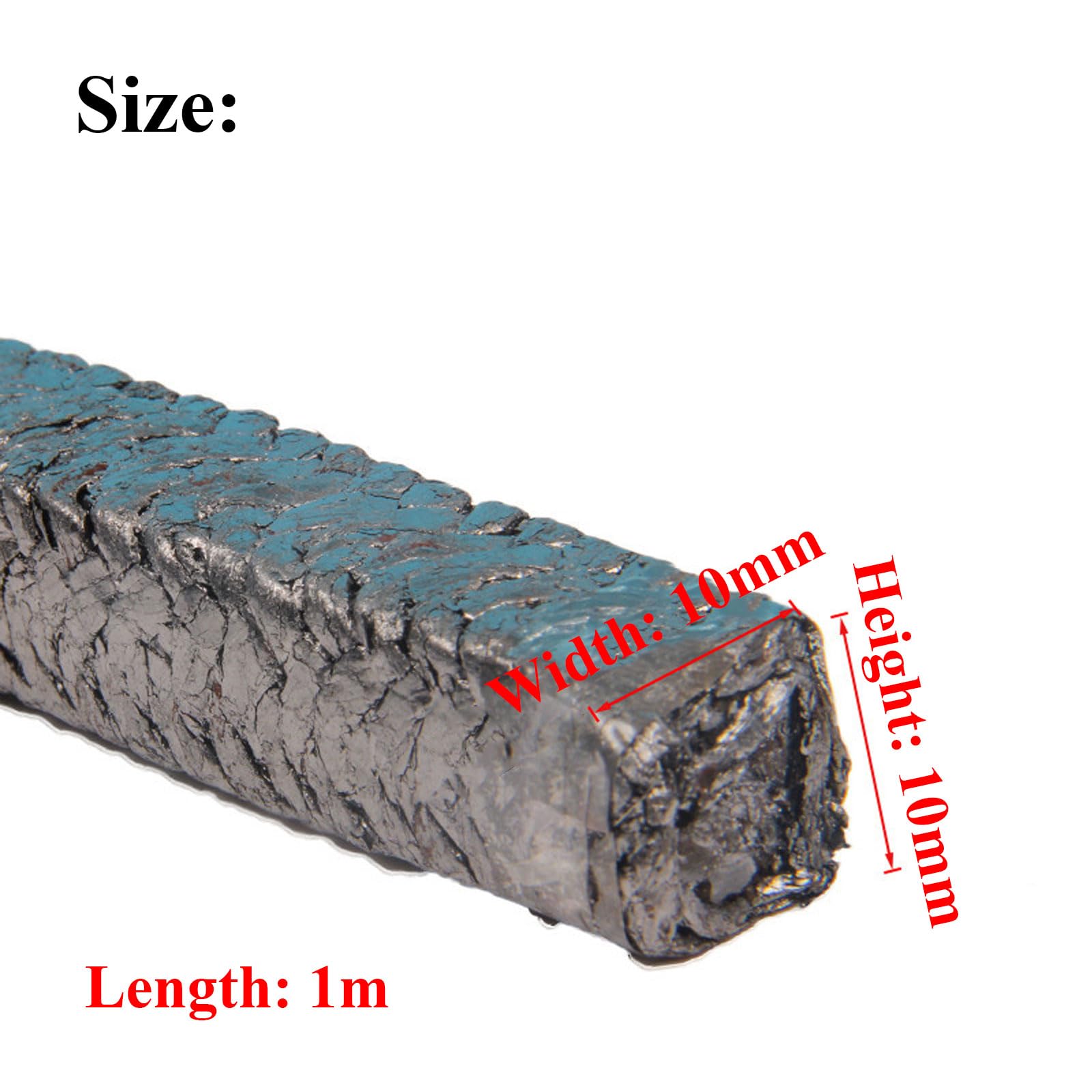 Wypełnienie sznurkiem grafitowym, Elastyczny, rozprężny, uszczelniający pakunek grafitowy 4-12 mm x 1 m(10mmx10mmx1m)