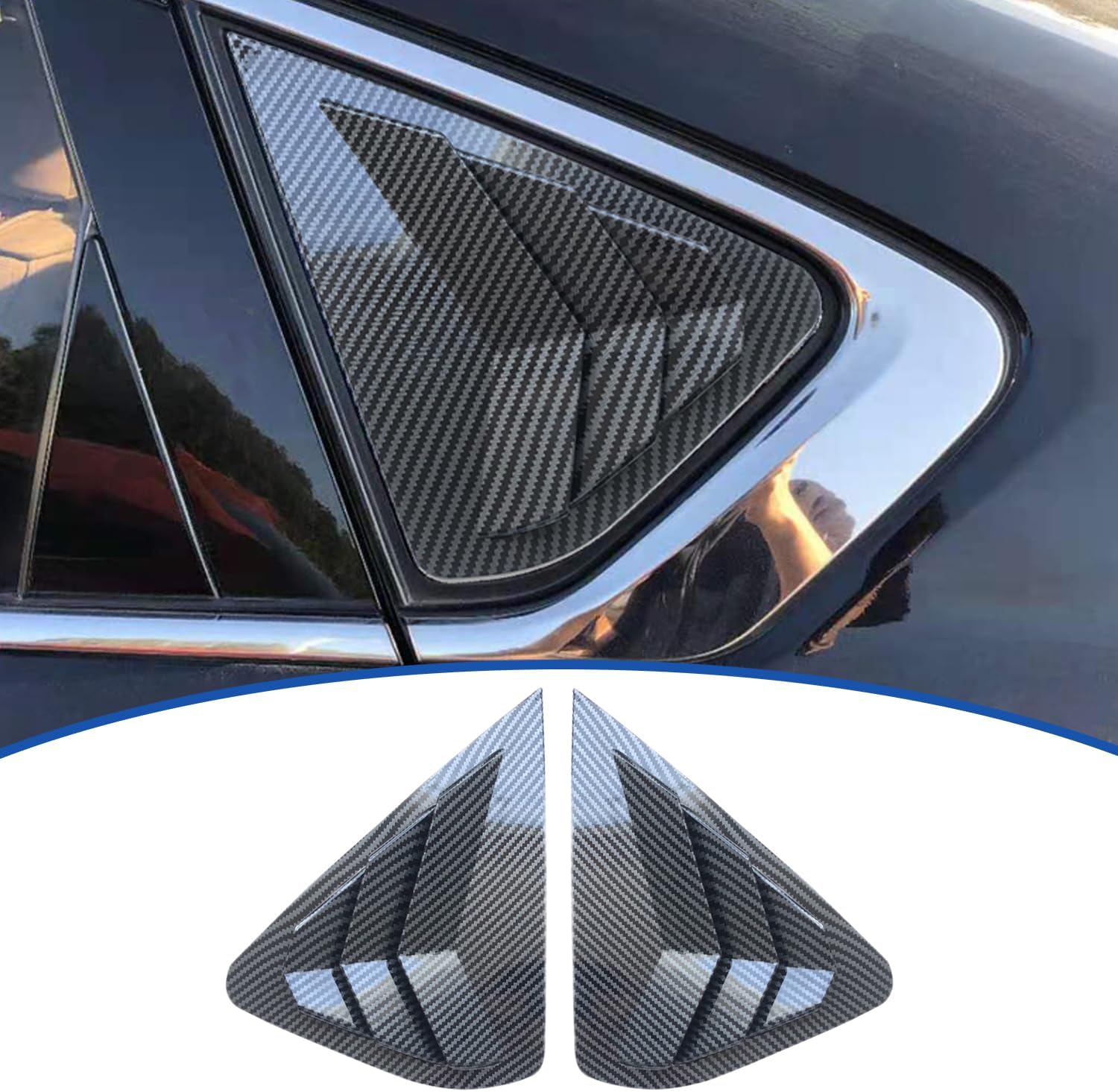 Kurtz Rear Side Window Louvers for Nissan Altima 2013 2014 2015 2016 2017 2018 Triangular Window Glass Blinds Air Vent Scoop Shades Cover Blinds Trim Sport Accessories ABS Carbon Fiber 2PCS