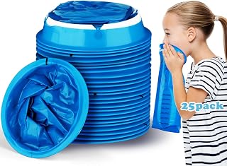 Valchoose 25 Pack Kids Throw up Bags 800ml, Hospital Graded Puke Bags for Car Kids, Motion Sickness No Leak, Useful Perfect for Car Sick, Chemo, Road Trips (Blue)