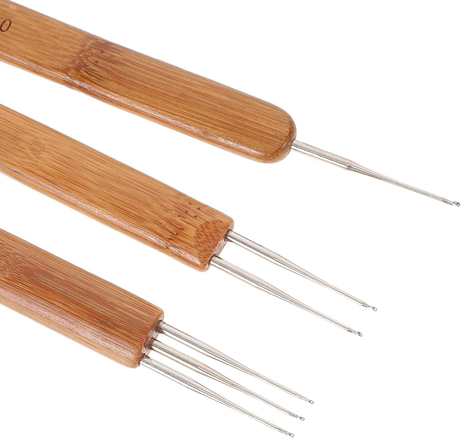 PLAFOPE 4pcs Dreadlock Crochet Hook Set with One-tip, Two-tip, and Three-tip Hooks, Micro Hair Crochet Tool for Braids and Hair Extensions, Handheld Weaving Needles for Locs Styling image 3