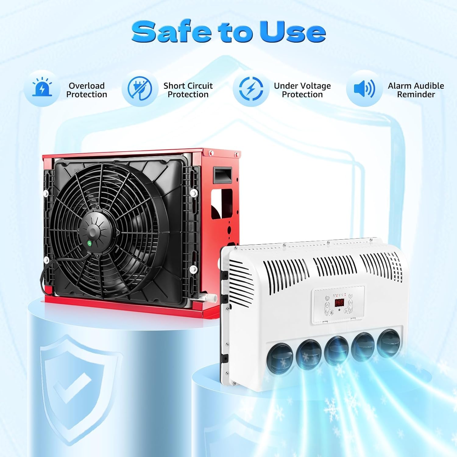 12V Air Conditioner, Split Type 11000 BTU Truck Cab Air Conditioner for Semi Trucks Bus Caravan, AC Unit Electric Mini Split Cooling Rapidly RV Air Conditioners