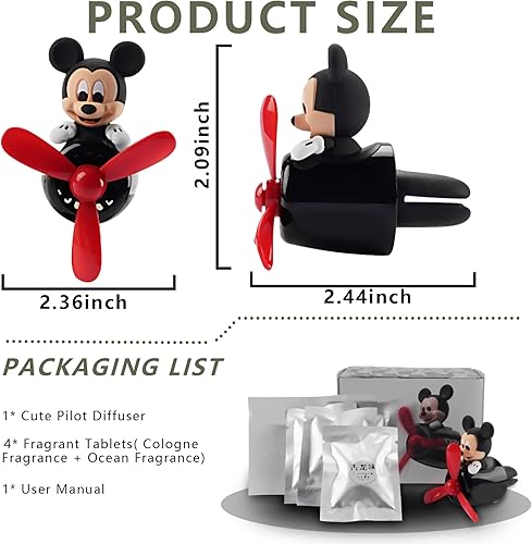 Miniatura 3 de 2 ambientadores de coche lindos dibujos animados de ratón, piloto, hombres y mujeres, hélice giratoria para automóvil, ventilador de salida de aire,