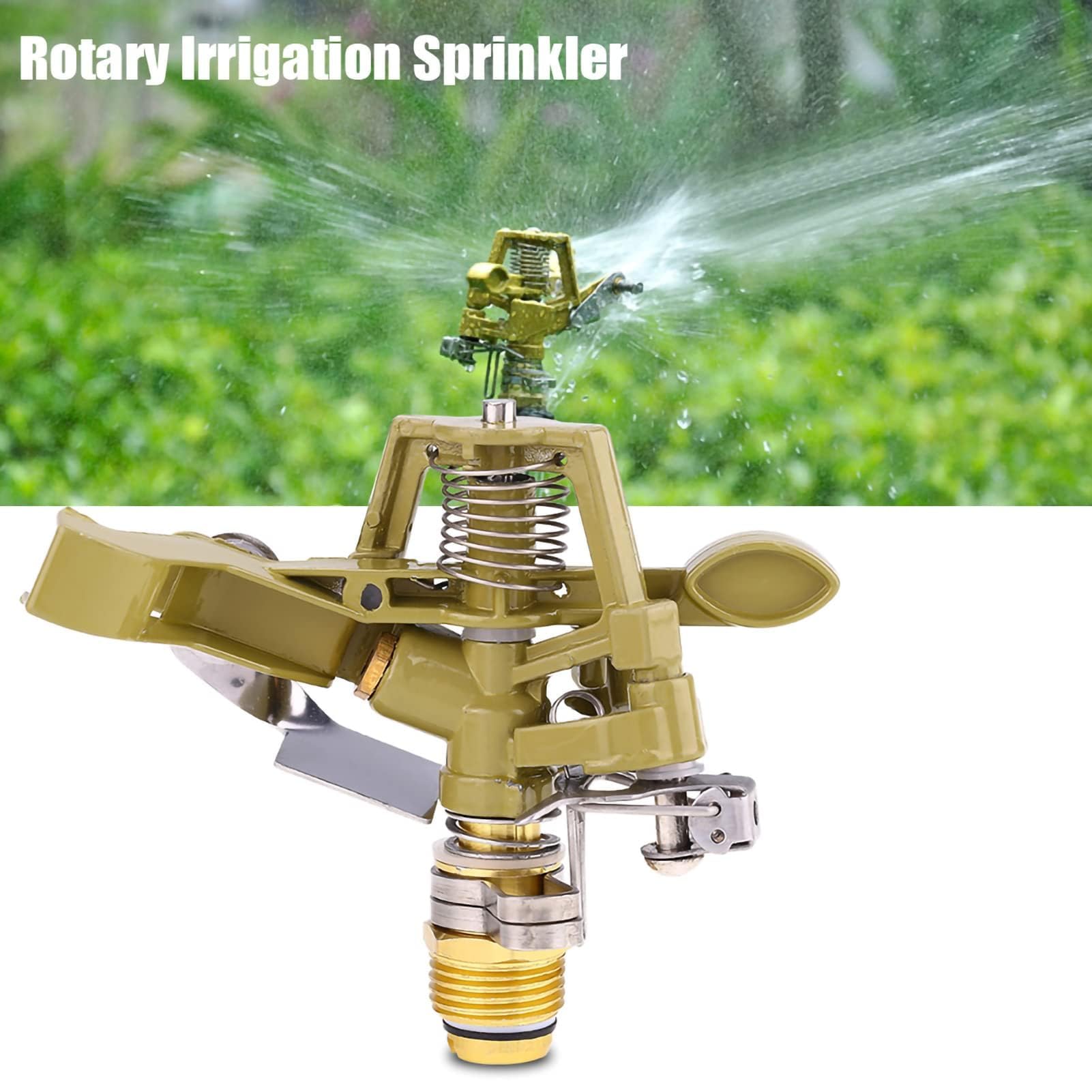 Irrigatore a Impatto in Ottone da 1/2 Pollice, 1 Pezzi Irrigatore a Spruzzo in Lega di Zinco Regolabile a 360° Testa Dell'irrigatore Per Carichi Pesanti con Ugelli Ruota L'irrigatore(1/2 pollice)