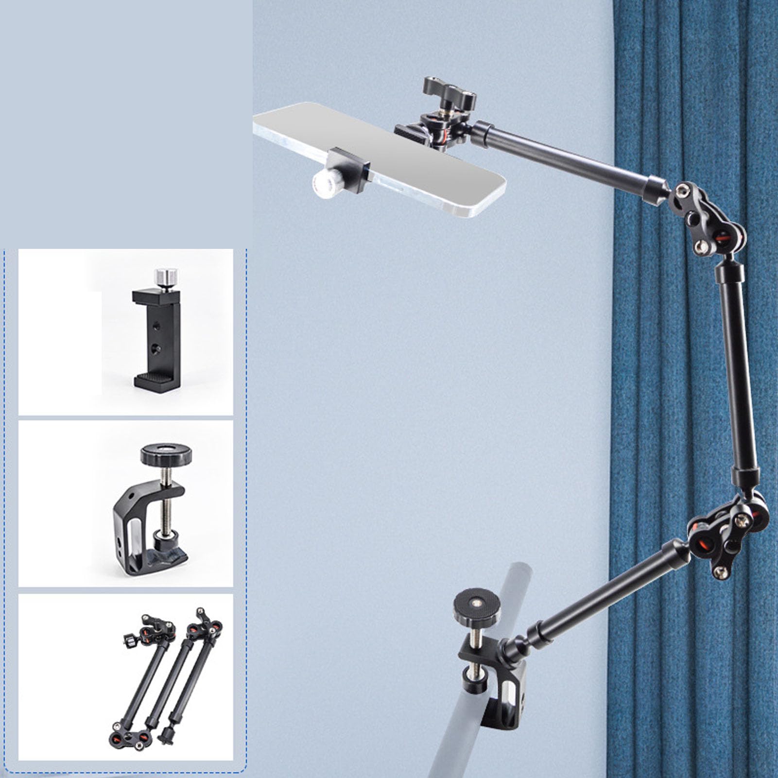 Brazo Mágico de Fricción Articulado Ajustable de 29,7 Pulgadas, Brazo Articulado Desmontable Flexible de 3 Secciones con Tornillos de 1/4 Pulgadas, Soporte Articulado para Cámara