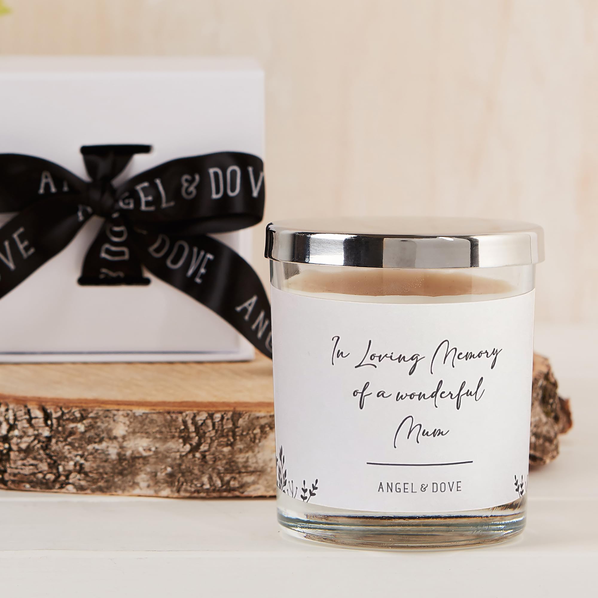 ANGEL & DOVE "In Loving Memory of a Wonderful Mum" Kerze Trauergeschenk