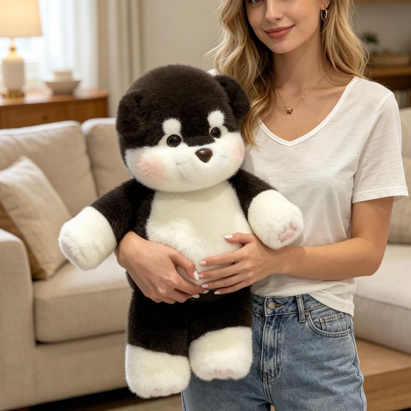 Running Plushies, 17.7 Inch Cute Running Husky Plush Toy, Interactive Moving Legs Stuffed Animal for Stress Relief, Gift for Kids and Adults (Black, 60cm)