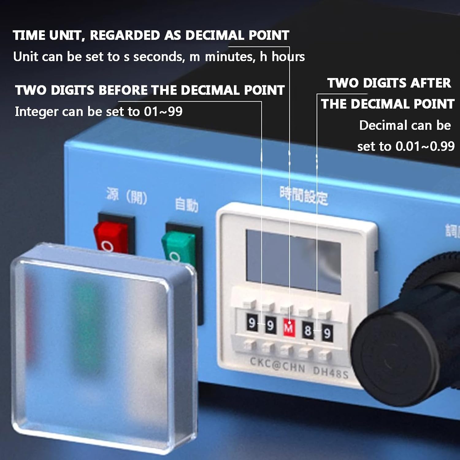 Distributore di colla con timer programmabile e staffa regolabile