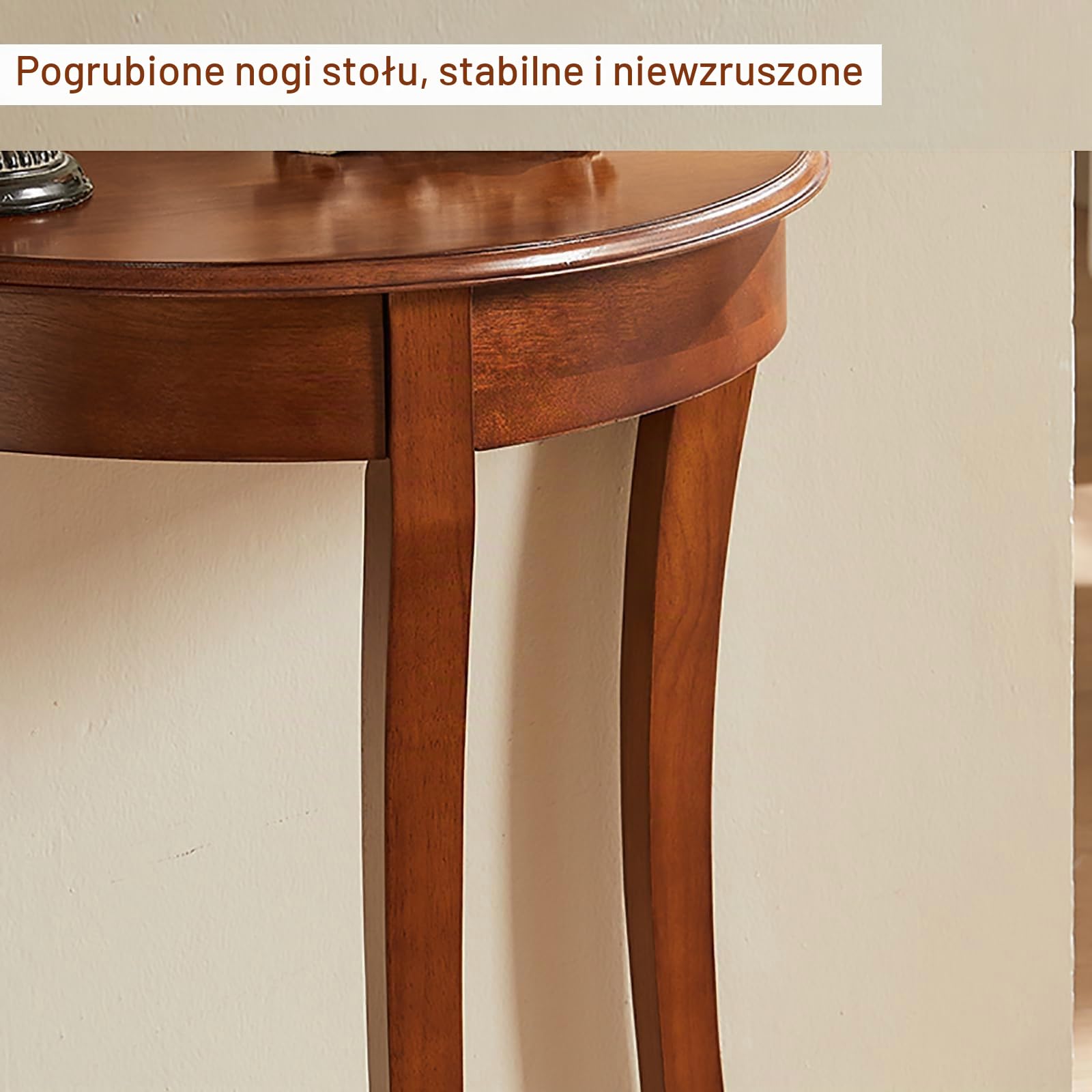Stolik Konsolowy Half Moon, Stolik Na Sofę Z Litego Drewna, Półokrągły, Tradycyjny, Dekoracyjny Stolik Meblowy Do Przedpokoju, Korytarza, Salonu, 25,3" Szer. X 13,5" Gł. X 28" Wys.